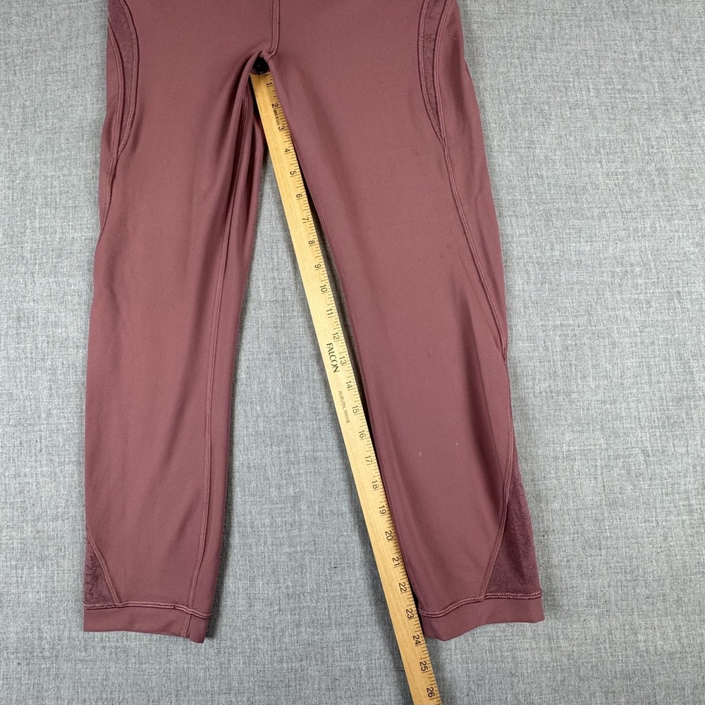 Lululemon Inspire Crop II Pants Womens 10 Pink Ankle Leggings Floral Mesh Yoga - Picture 8 of 11